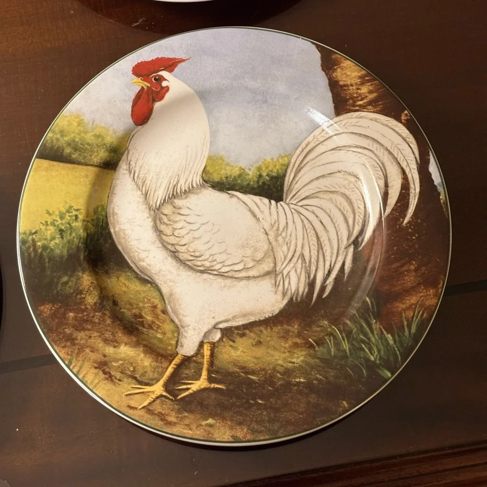 Mixed Set of Decorative Rooster Chicken Dessert‎ Plates